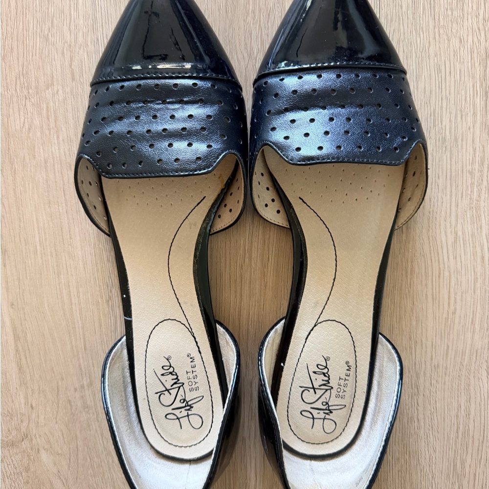 Life Stride Black Patent & Perforated D'Orsay Flats